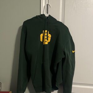 Nike Dark Green Men's Hoodie with Yellow Logo